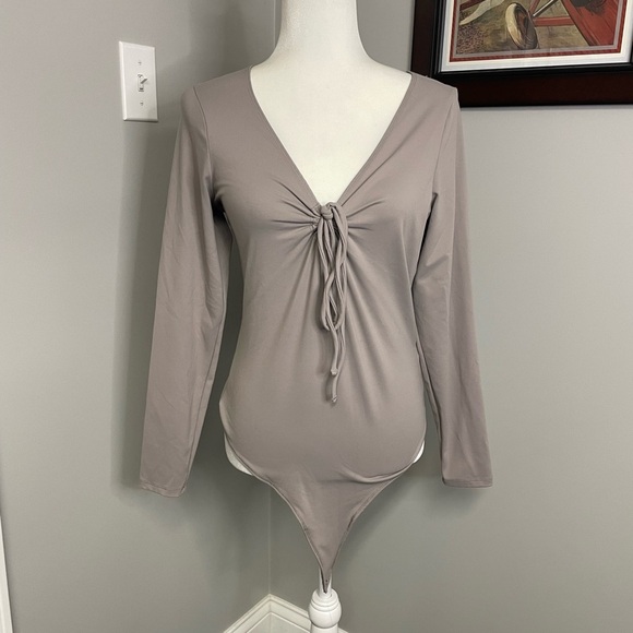 Abercrombie & Fitch Tops - Abercrombie Soft & Cozy Dusty Purple Gray Long Sleeve Tie Front Bodysuit Large